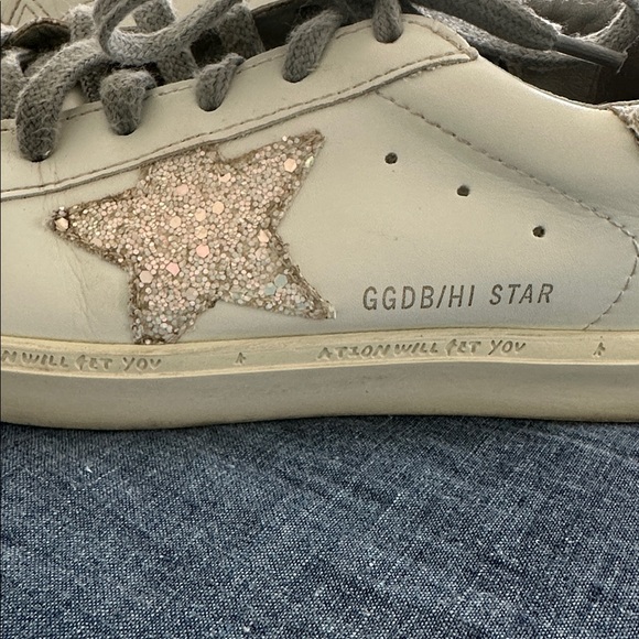 Golden Goose White Sneakers with Glitter Star Accent - Picture 2 of 9